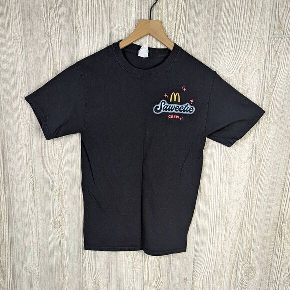McDonalds Unisex Small Employee Saweetie Crew Graphic T Shirt Black Cotton - Picture 1 of 4